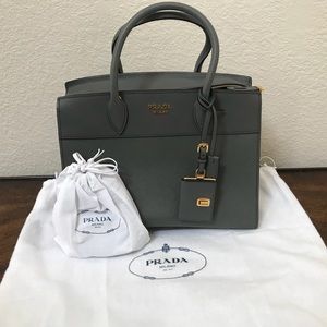 Brand New Gray Prada Milano Medium Esplanade Tote
